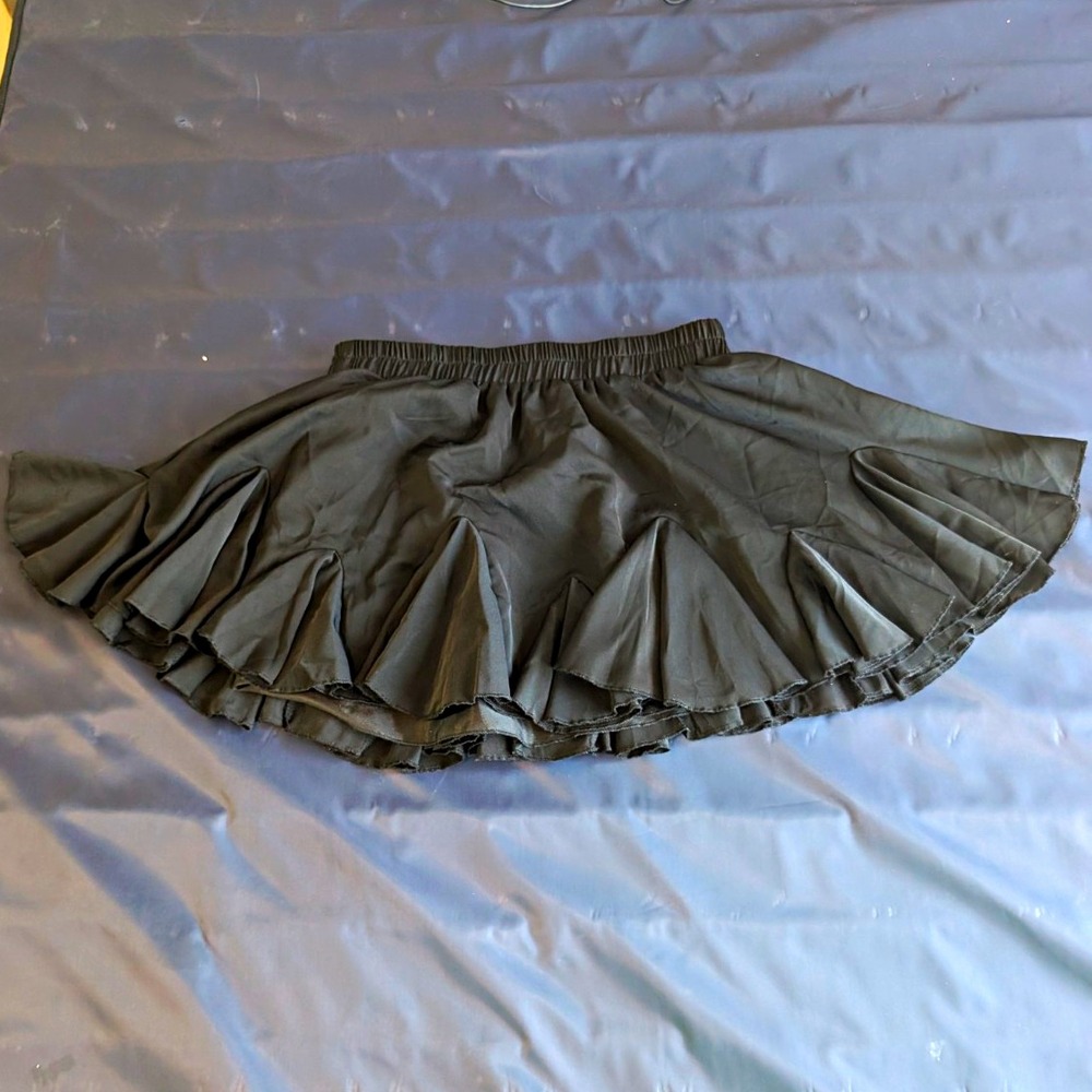 Avidlove Women Black Pleated Ruffle Mini Skirt Chiffon High Waist Casual Size M